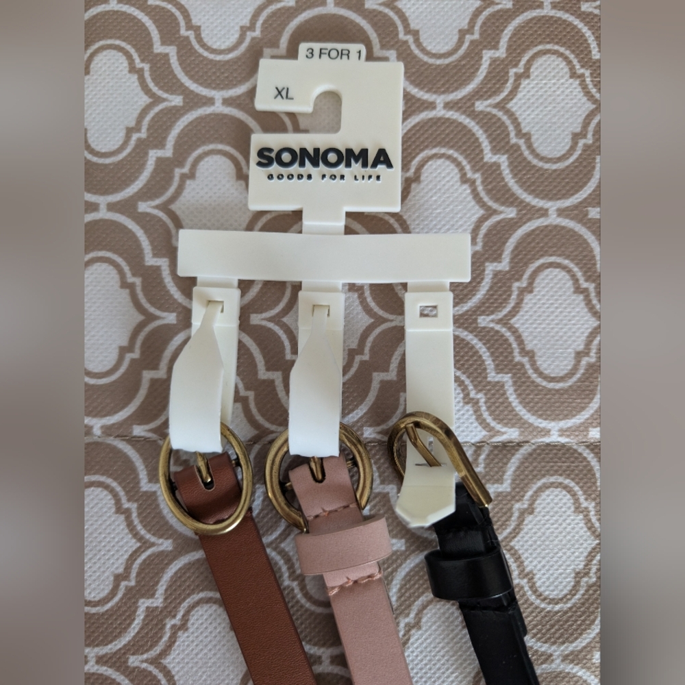 Sonoma Trio Belt Set - Brown, Pink, Black, 44" Length. Fits Up To 32" Waist, XL - Picture 4 of 4